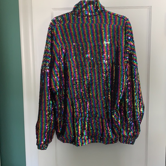 ASOS Rainbow Sequin Half Zip Jacket - Picture 3 of 8